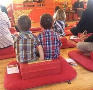 Good friends enjoying a program at the Boulder Shambhala Center.