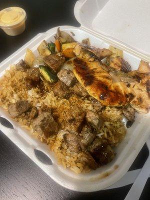 Steak & Salmon hibachi fried rice