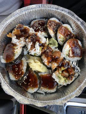 Rhode Island roll and teriyaki roll