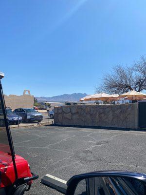 Patio faces the mountains