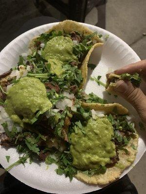 Asada tacos with homemade tortillas and a vampiro of asada. Best ever tacos!!!