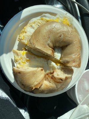 Bagel with eggs