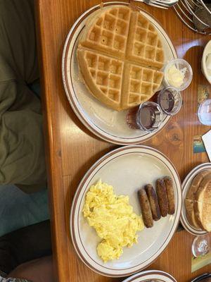 Belgium waffle and eggs