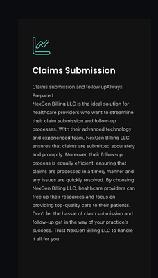 Claim's process
Medical Billing services