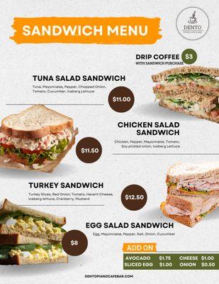 Sandwich menu