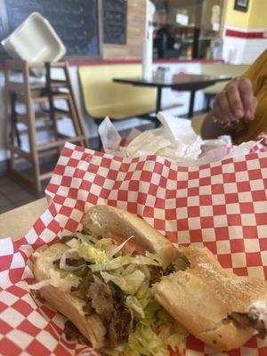 Cheese steak, good subs for a local pizza place.