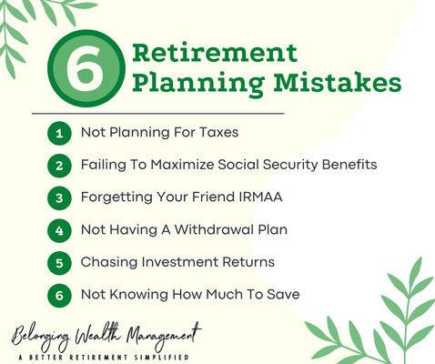 Here are six common retirement planning mistakes we see as fee-only financial advisors in Longview, TX.