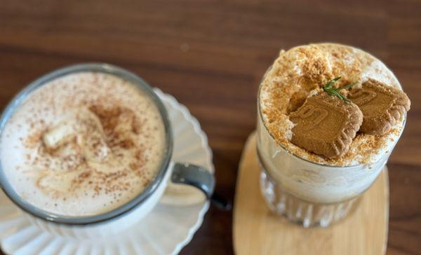 Latte (hot) & biscotti (iced) einspanner coffees