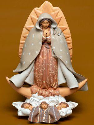 Virgen of Guadalupe 8"high, ceramic handcrafted with unique painting.