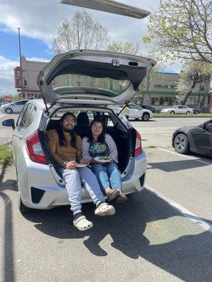 The tacos were pretty good! We were so hungry we ate in the parking lot, and since the weather was nice, we sat in my trunk.