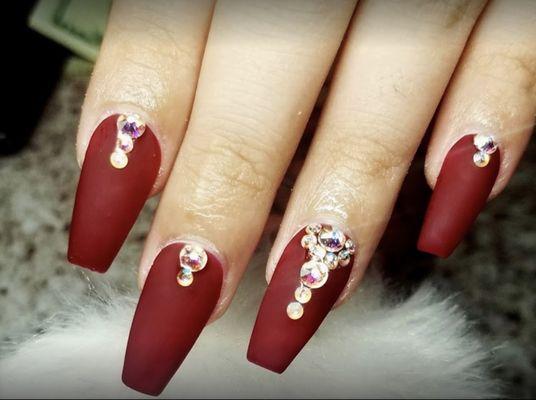 Matte maroon & Bling