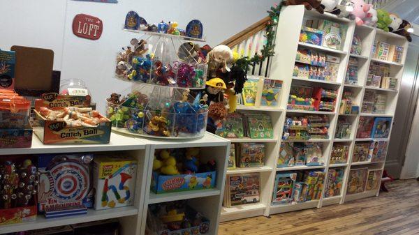 We carry a variety of classic toys, puppets, and Melissa & Doug.