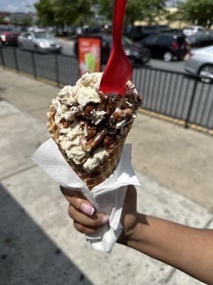 Close up of butter pecan ice cream