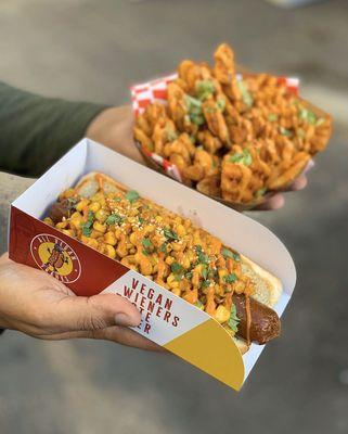 Street Corn Frank and Waffle Fries