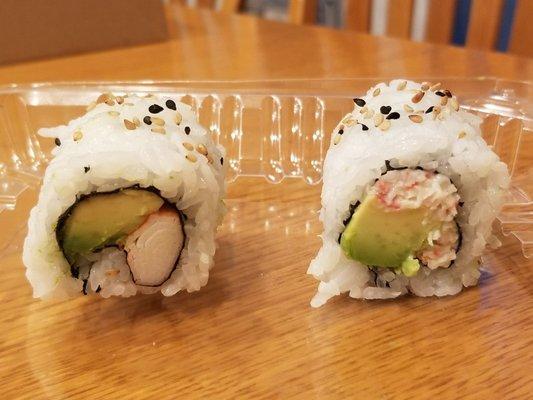 California Roll on left, California II Roll on right