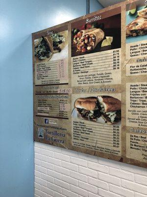 Wall menu.