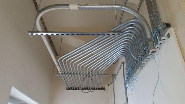 Conduit for electrical installation on an historic building in Tacoma; looks like art!