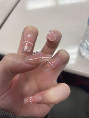 My prom Gel-X nails by Stacy!