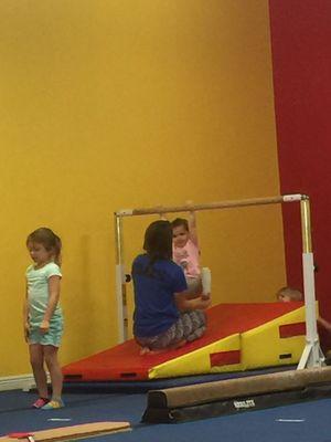 Child sized bars and balance beam! Great for young and older toddlers!