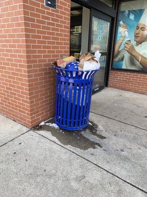 Entrance trash can at 1 in the afternoon on a Tuesday. No excuse.