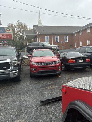 My car after being dropped off to the auto shop.