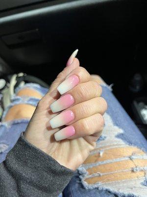 Pink & white acrylics