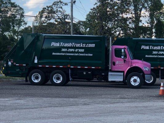 Potomac Disposal Pink Trash Trucks