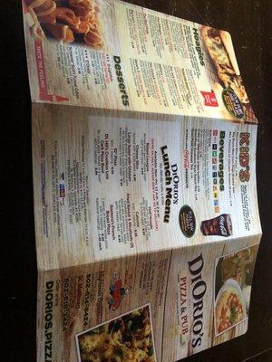 Back of menu