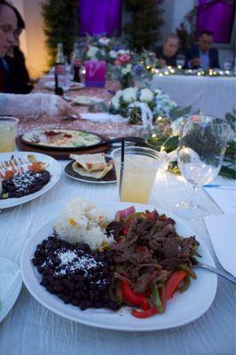 Steak fajitas, Enchiladas and Queso with Chorizo