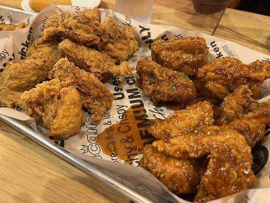 Crispy Banban Chicken. Half regular,  half Signature Sauce-  HUGE PORTION!