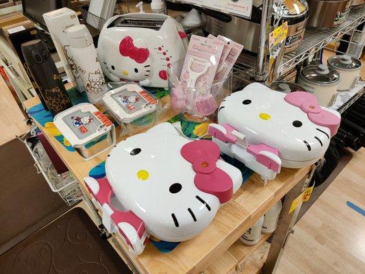 Hello Kitty toaster, thermos, grater, and containers