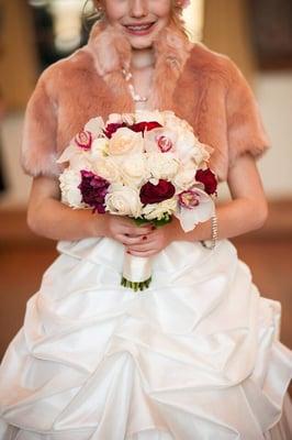 Bridal bouquet and flower girl