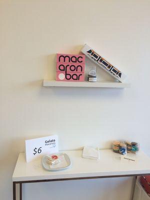 Minimalistic decoration - palm-ish sized macaron ice cream sandwich are $6