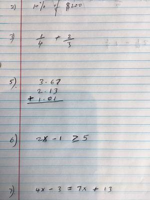 Sample problems with one of my middle school client