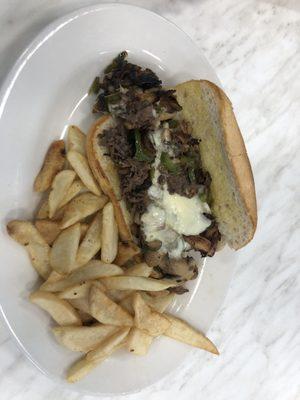 Philly steak with mushrooms and green pepper