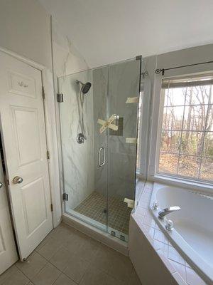 90 degree shower installation