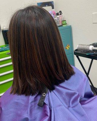 Long bob with minimal layers