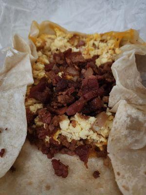 Look at ALL that bacon!!! I've never had so much bacon  in a breakfast burrito  from MCR!!! BRAVO!!!!