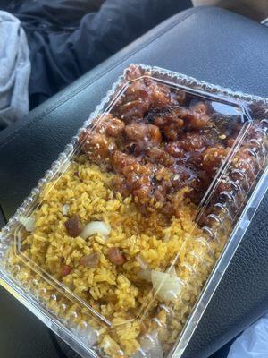 sesame chicken, pork fried rice