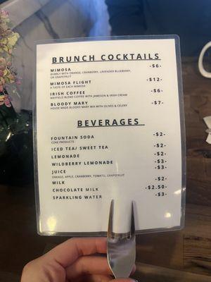 Drink menu