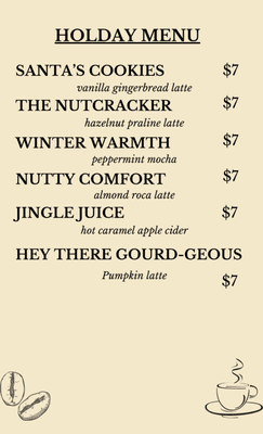 Winter Holiday Menu