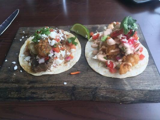 Skirt steak tacos and Baha fish Tacos! Excellent!!