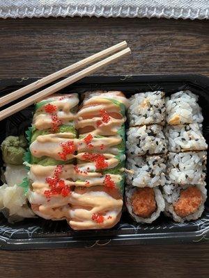 Rich Salmon Roll (8) and Spicy Tuna Roll (8)