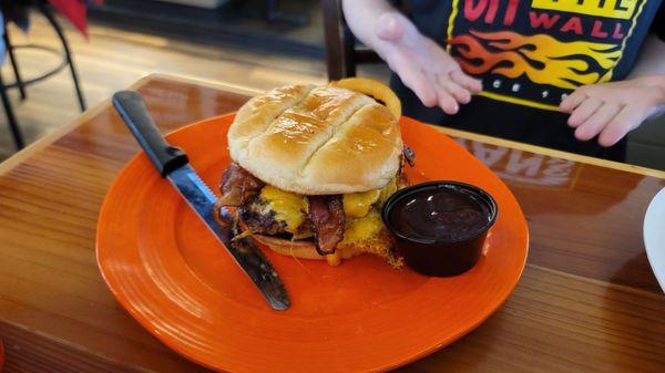 Western Burger with BBQ Sauce on side