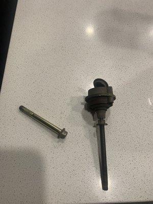 Left bolt should've been replaced with a part identical to the right.