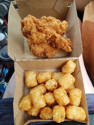 3 piece chicken tenders and tots