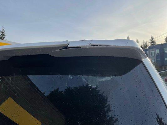 Damaged rear spoiler