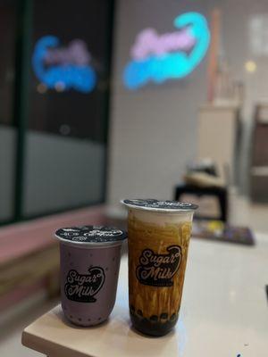 Taro with Lychee Boba & Tiger Brown Boba