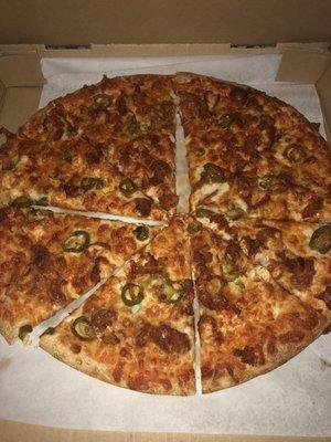 Buffalo chicken pizza or jalepeno pizza. Is this a common ingredient for buff chix pizza ? (Btw, it wasn't bad.)