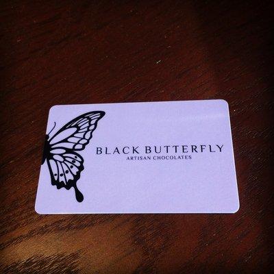 Black Butterfly Artisan Chocolates gift cards available in $25+ denominations